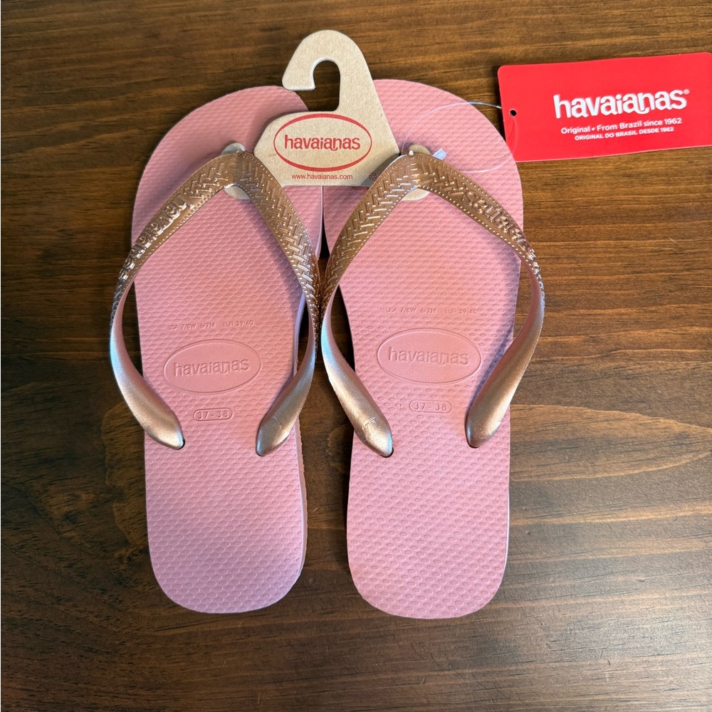 Havaianas Rose Flip Flops with Shimmer Straps